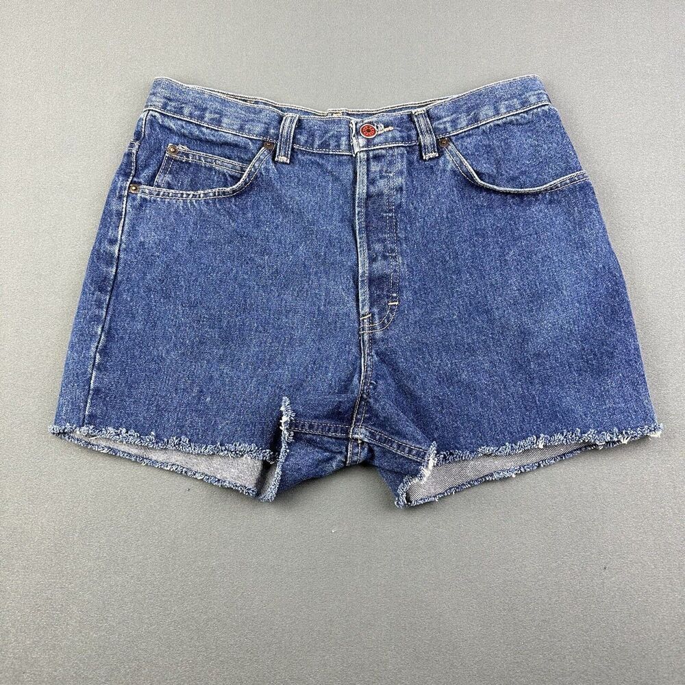 Vintage Brittania Cut Off Jean Shorts Jorts Womens 34 Blue High Rise Button Fly* - Picture 3 of 13
